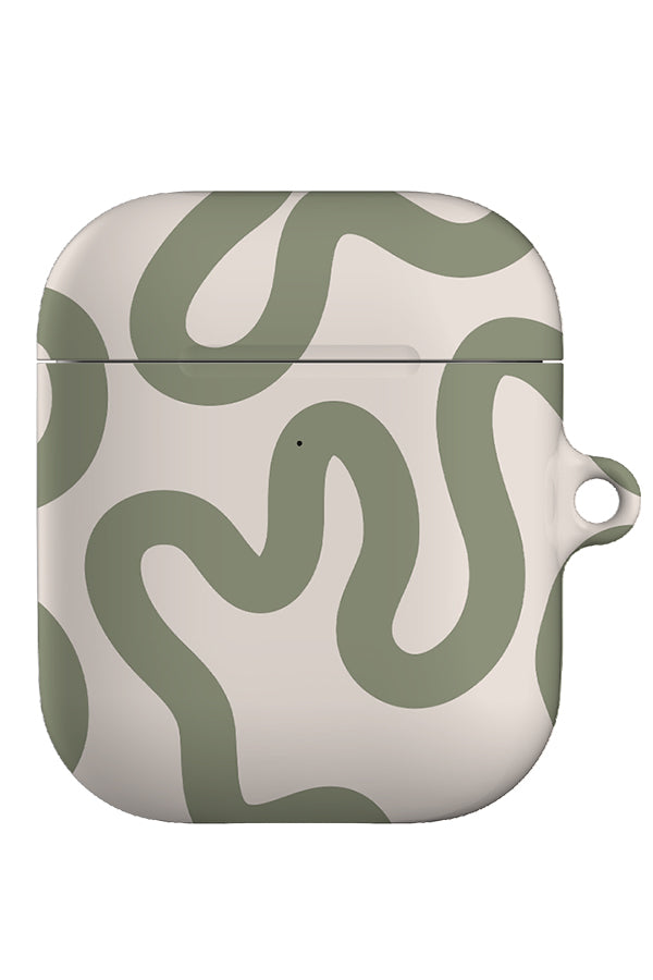 Swirl Lines Abstract AirPod Case (Linen Moss Green) | Harper & Blake