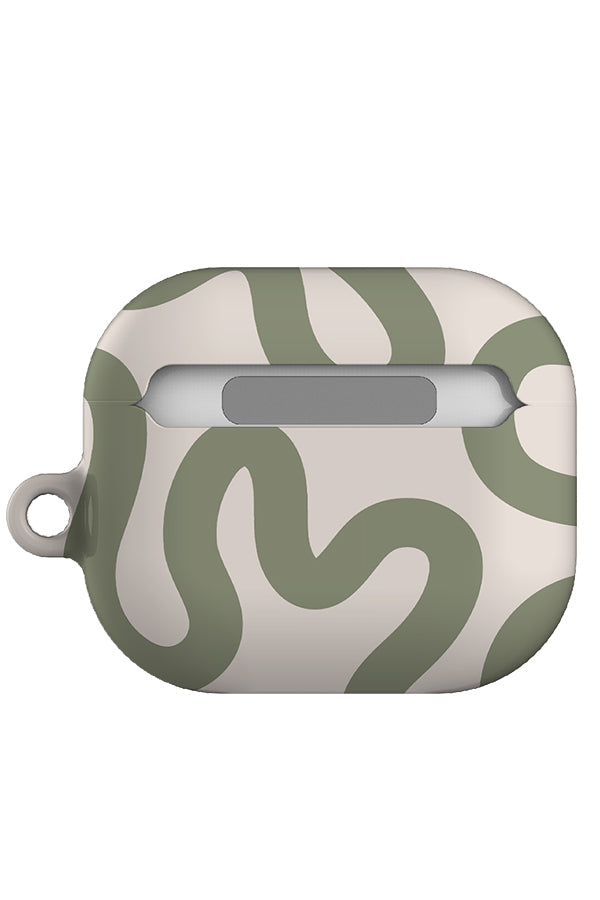 Swirl Lines Abstract AirPod Case (Linen Moss Green) | Harper & Blake