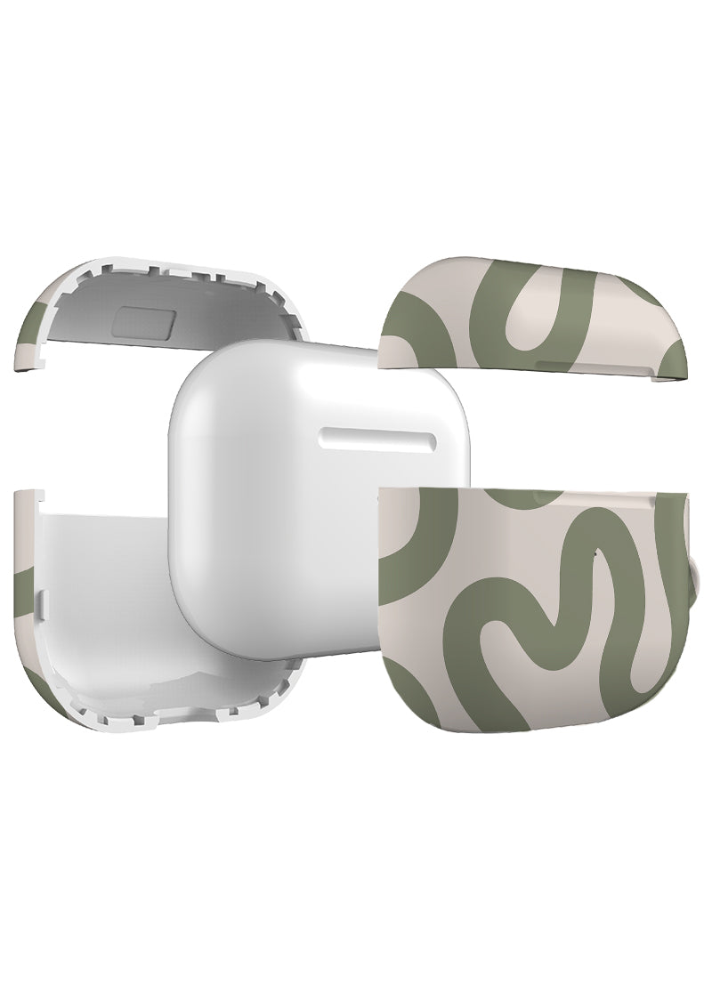 Swirl Lines Abstract AirPod Case (Linen Moss Green) | Harper & Blake