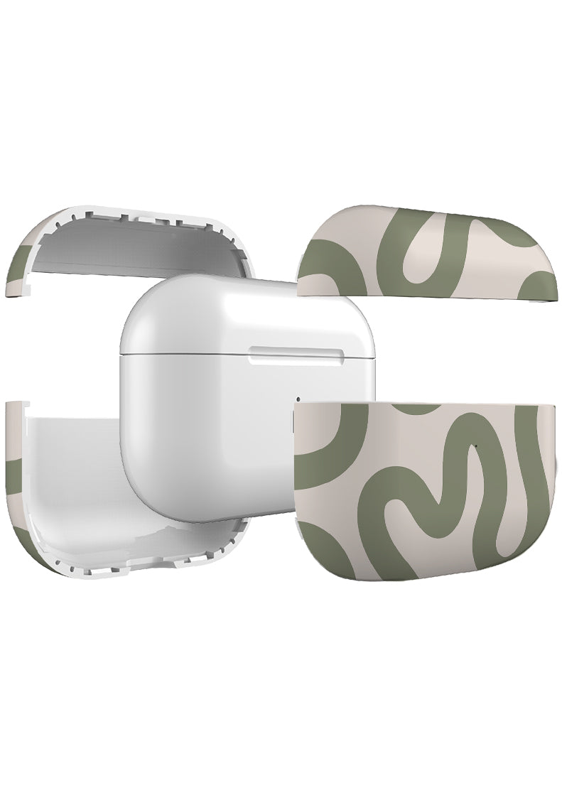Swirl Lines Abstract AirPod Case (Linen Moss Green) | Harper & Blake