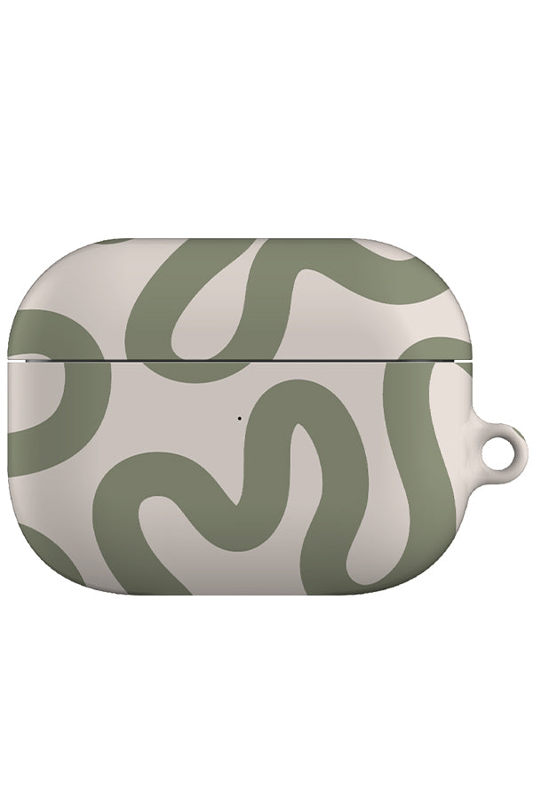 Swirl Lines Abstract AirPod Case (Linen Moss Green) | Harper & Blake
