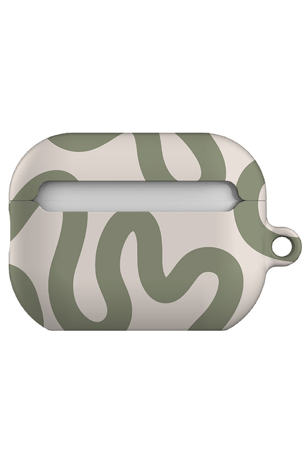 Swirl Lines Abstract AirPod Case (Linen Moss Green) | Harper & Blake