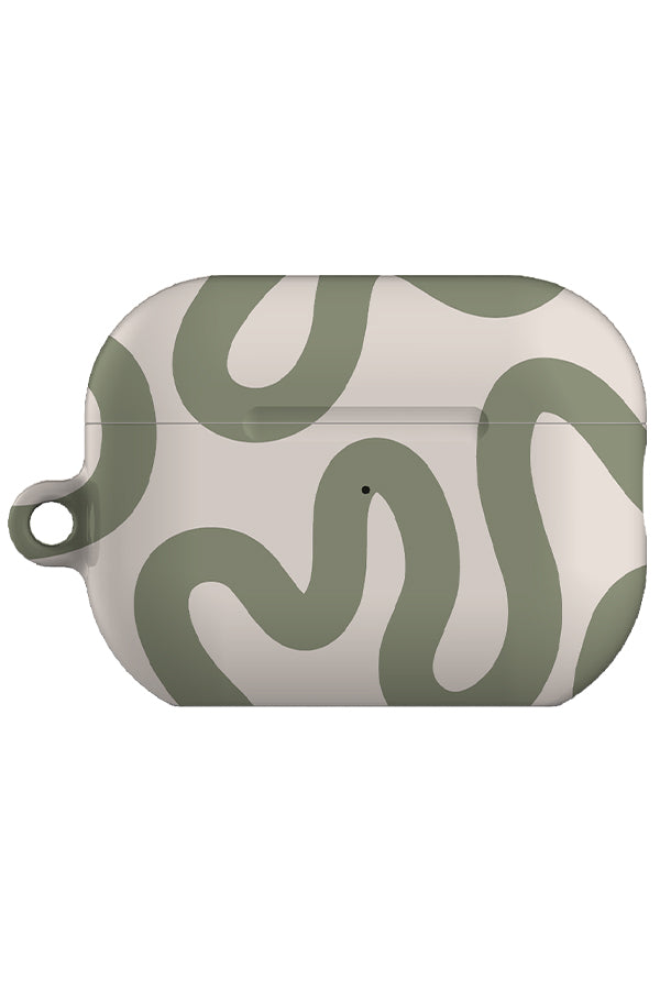 Swirl Lines Abstract AirPod Case (Linen Moss Green) | Harper & Blake