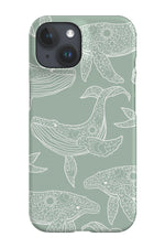 Astrology Whale Scatter Phone Case (Mint Green)