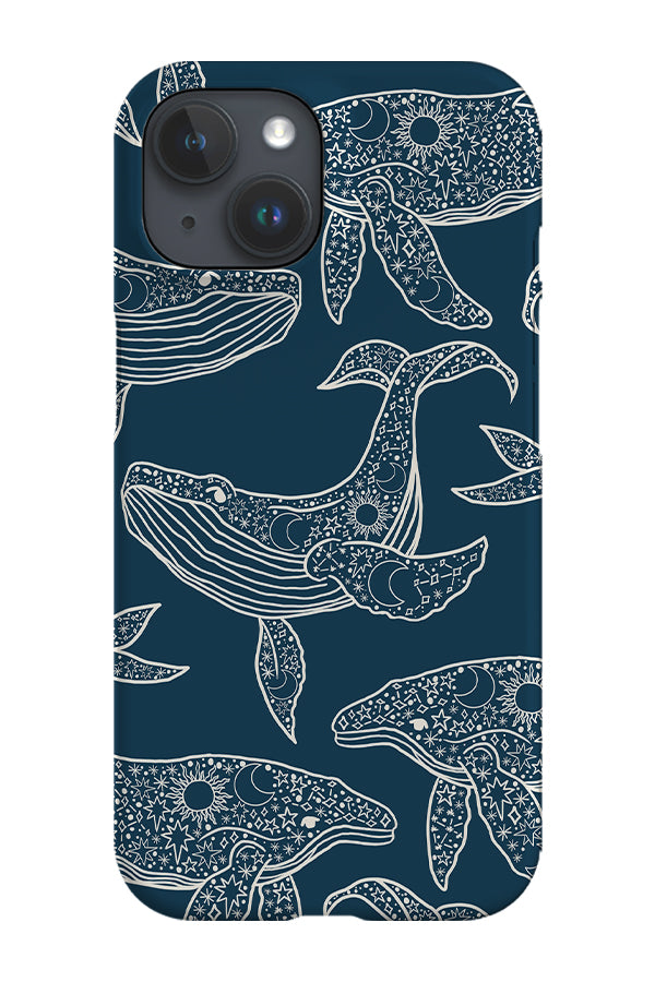 Astrology Whale Scatter Phone Case (Navy Blue) | Harper & Blake