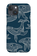 Astrology Whale Scatter Phone Case (Navy Blue)