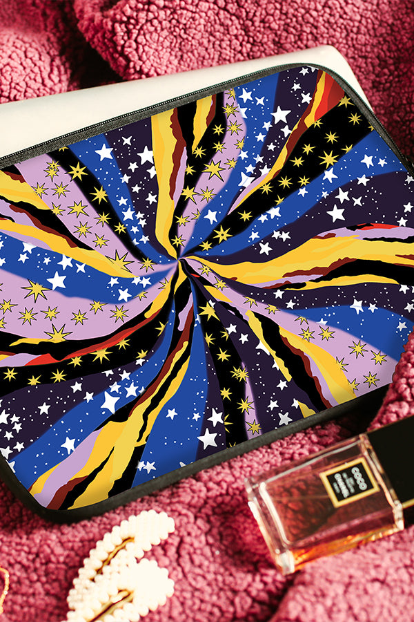 Colourful abstract design on a laptop sleeve
