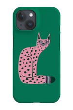 Bold Graphic Cat Phone Case (Green)