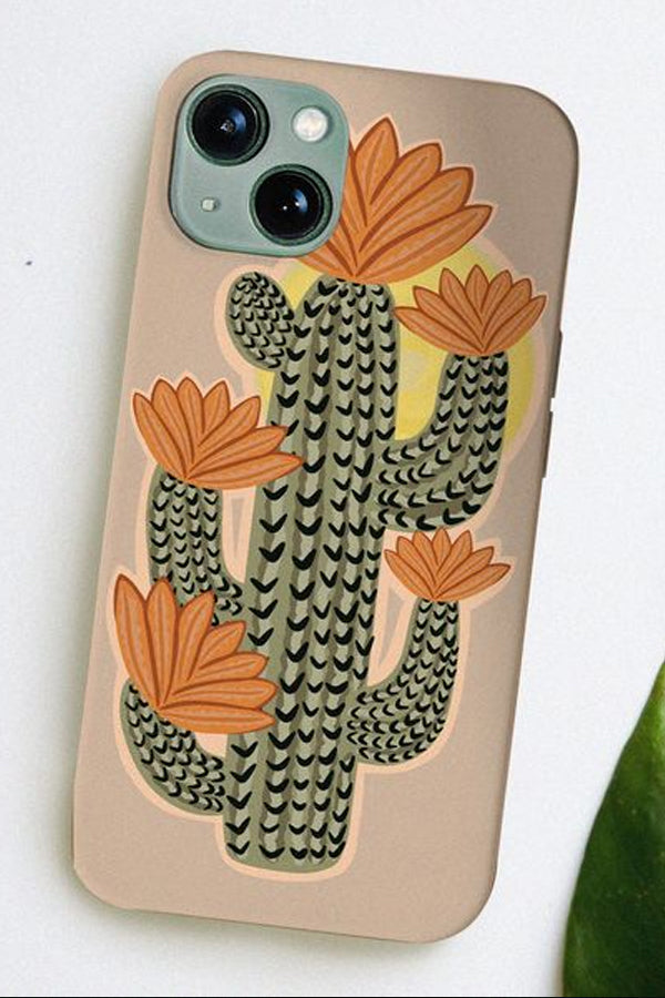 Phone case with a single placement cactus design