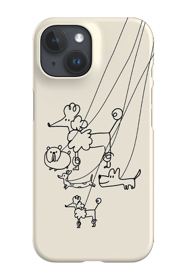 Doodle Dogs on Lead Phone Case (Cream)