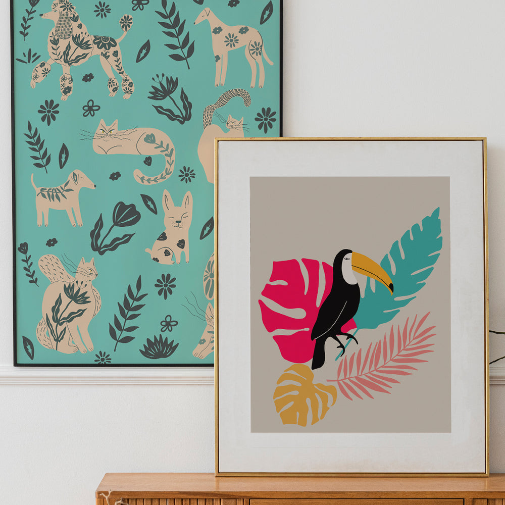 
                  
                    Jungle Toucan Bird Giclée Art Print Poster (Grey) | Harper & Blake
                  
                