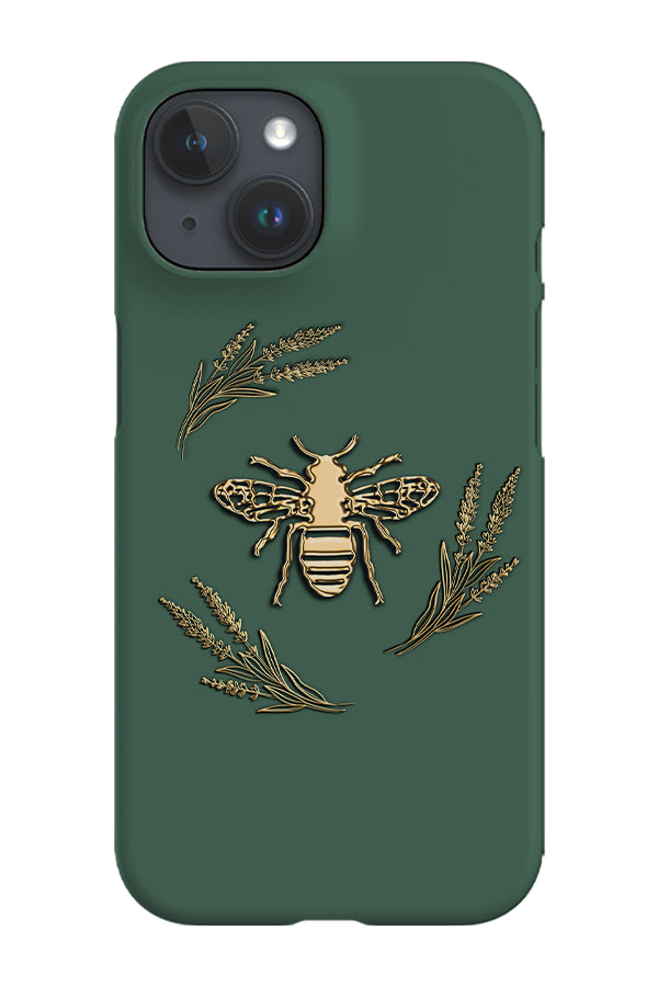 Floral Bee Lux Phone Case (Khaki Green & Gold) Tech Cases - Harper & Blake