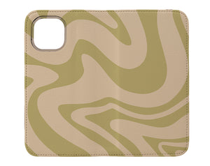 Abstract Wave Wallet Phone Case (Sage Green) | Harper & Blake