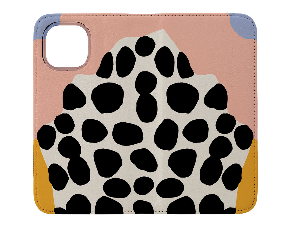 Wavy Shapes & Big Dots Wallet Case (Pink) | Harper & Blake