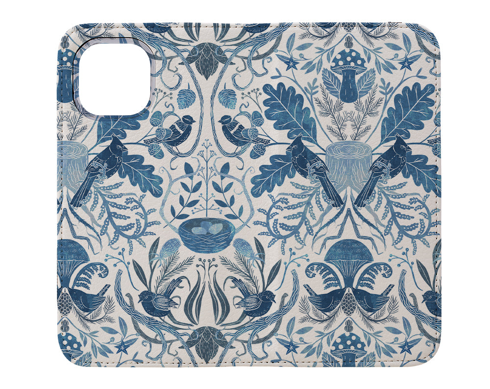 
                  
                    Birds in a Thicket Woodland Damask by Michele Norris Wallet Phone Case (Blue) | Harper & Blake
                  
                