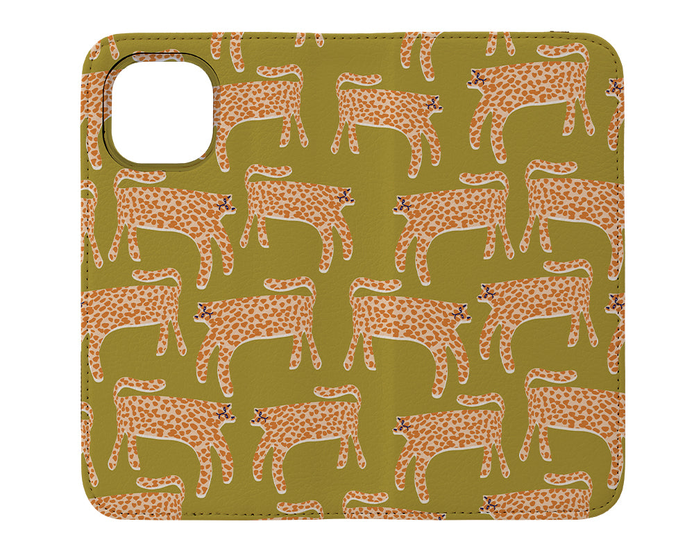 Cheetah Print Wallet Case (Green) | Harper & Blake