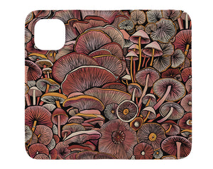 Pink Mushrooms by Freya's Prints Wallet Phone Case (Pink) | Harper & Blake