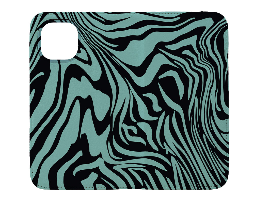 Marbled Tiger Print Wallet Phone Case (Mint) | Harper & Blake