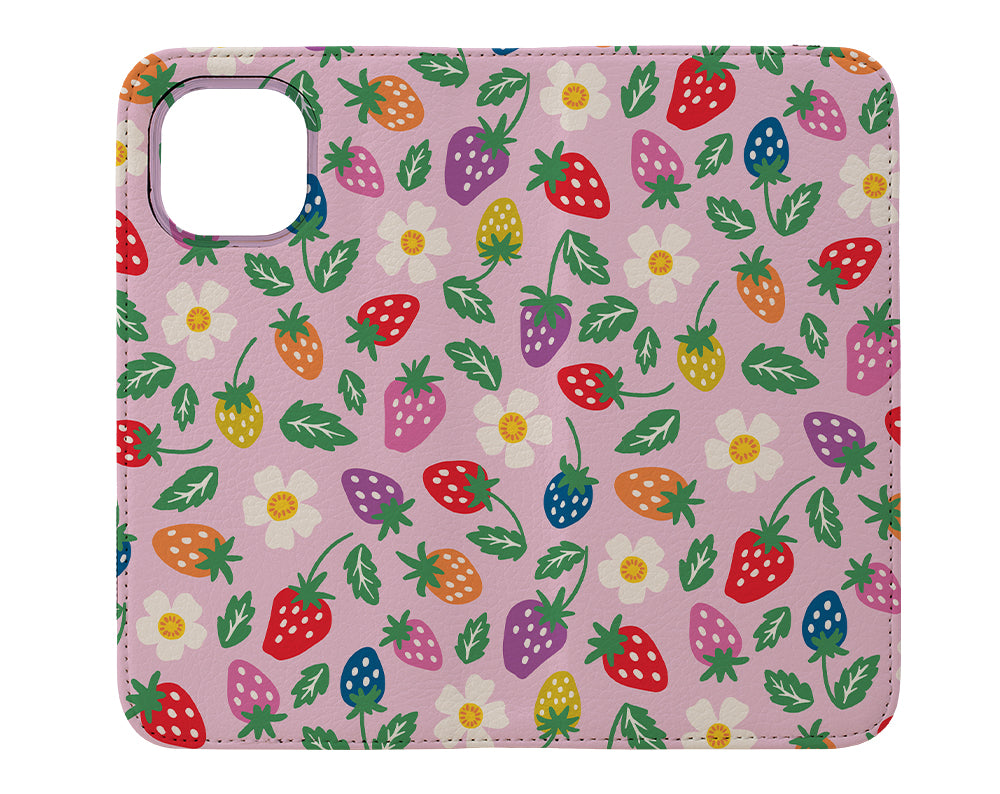 Strawberry Love by Helen Bowler Wallet Phone Case (Pink) | Harper & Blake