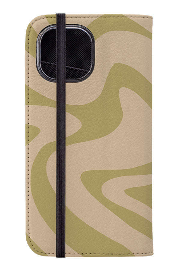 Abstract Wave Wallet Phone Case (Sage Green) | Harper & Blake