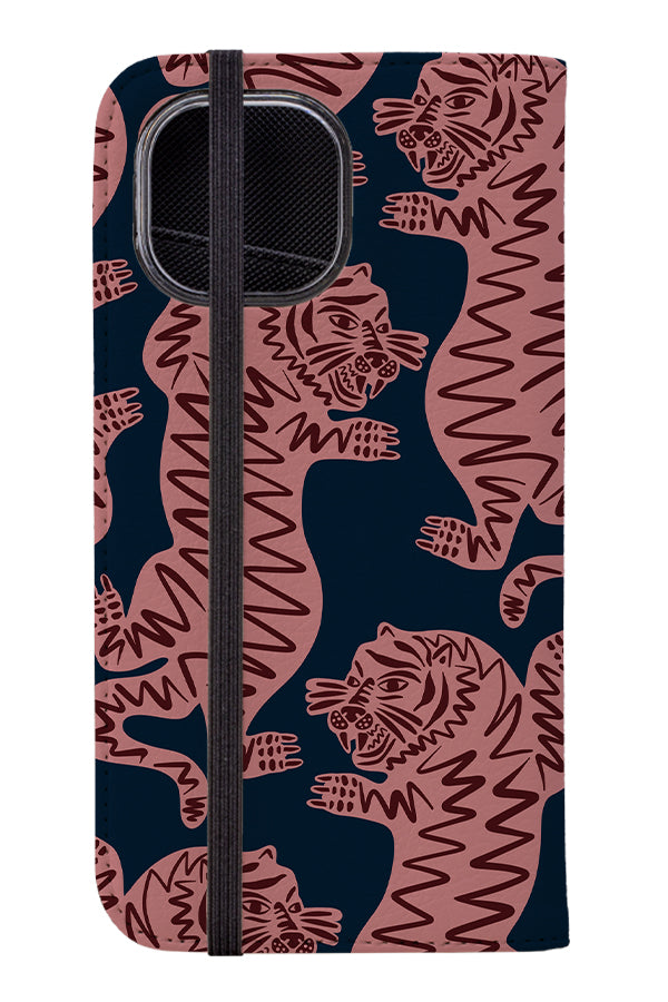 Abstract Tiger Wallet Phone Case (Dark Blue) | Harper & Blake