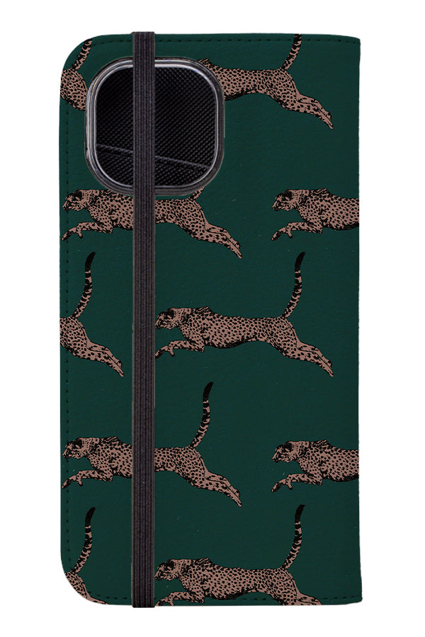 Cheetah Running Wallet Case (Green) | Harper & Blake