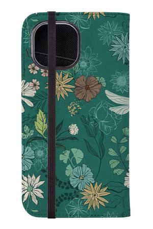 Dragonfly Floral by Michele Norris Wallet Phone Case (Green) | Harper & Blake