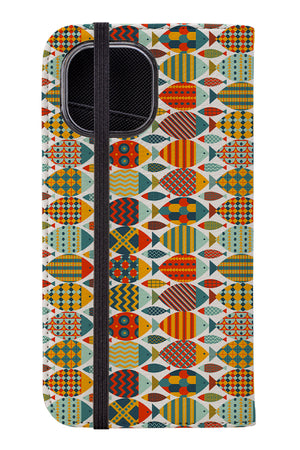 Geometric Fish By Angela Sbandelli Wallet Phone Case (Multicolour) | Harper & Blake