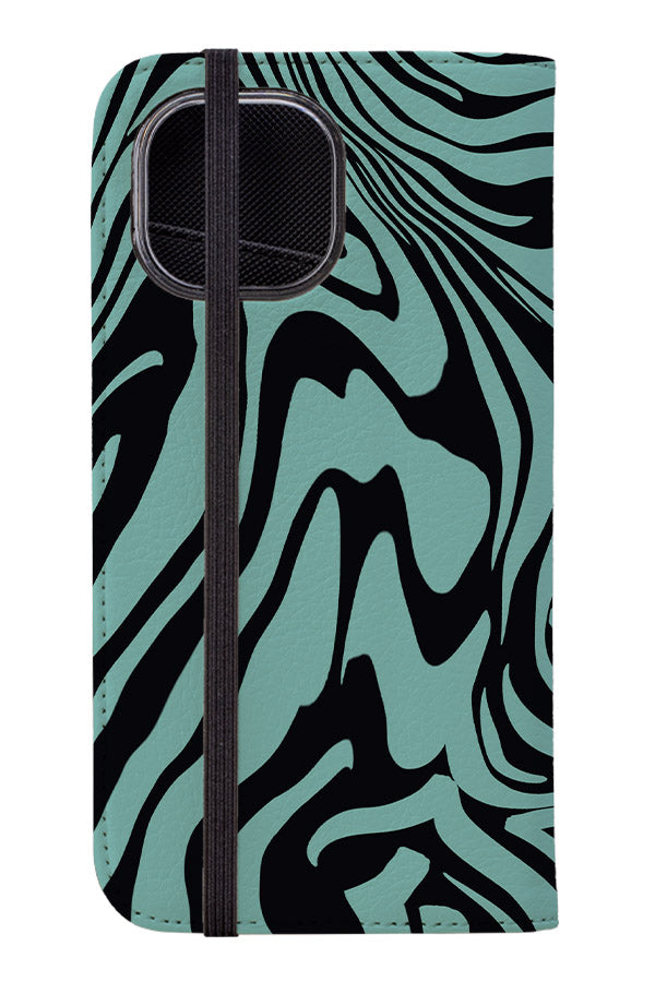 Marbled Tiger Print Wallet Phone Case (Mint) | Harper & Blake