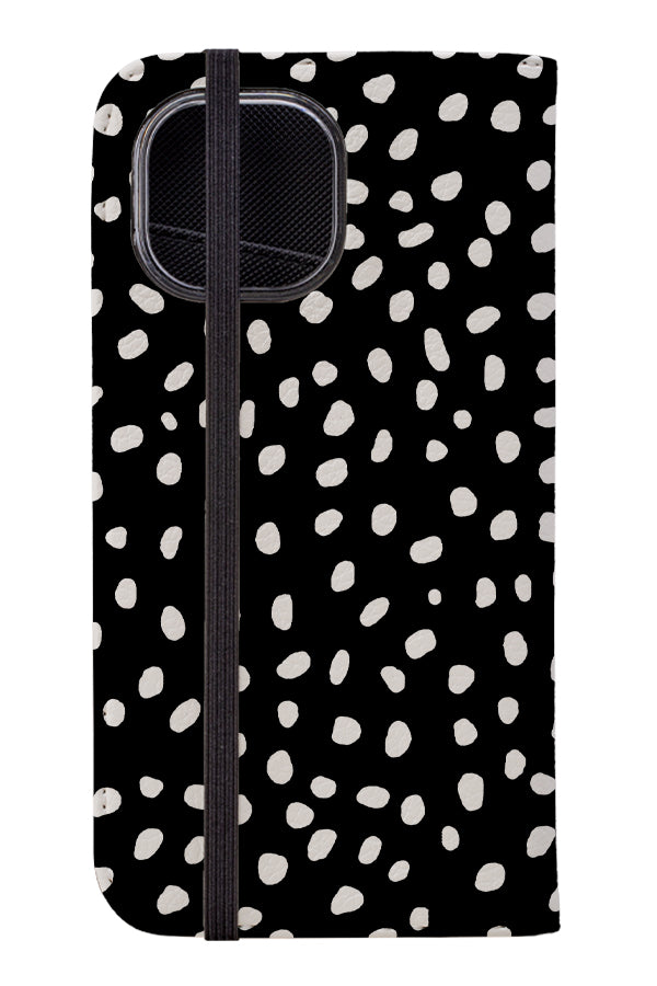 Polka Dots Memphis Wallet Phone Case (Black) | Harper & Blake