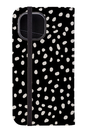 Polka Dots Memphis Wallet Phone Case (Black) | Harper & Blake