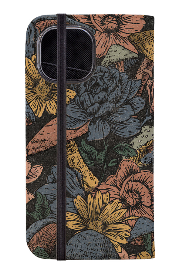 Mushrooms Flowers Wallet Case (Blue Black) | Harper & Blake