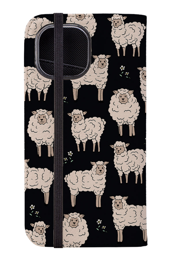 Sheep Print Wallet Phone Case (Black) | Harper & Blake