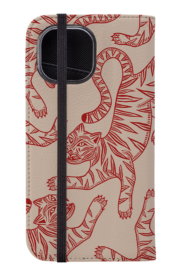 Two Tone Tiger Wallet Phone Case (Red) | Harper & Blake 