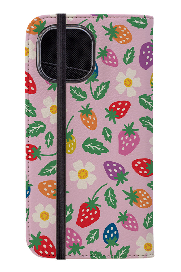 Strawberry Love by Helen Bowler Wallet Phone Case (Pink) | Harper & Blake