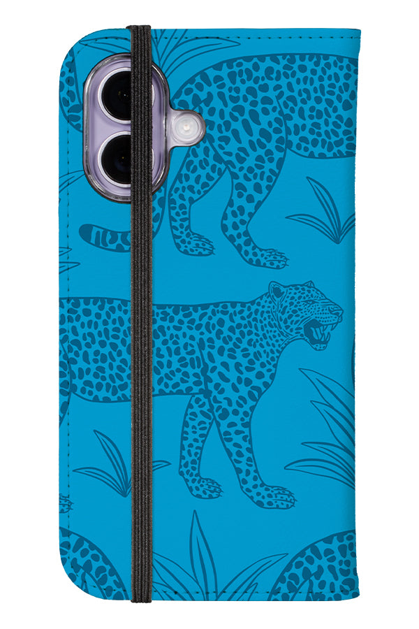 Leopard Scatter Wallet Phone Case (Bright Blue) | Harper & Blake 