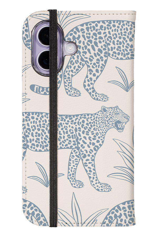 Leopard Scatter Wallet Phone Case (Ivory & Dusty Blue) | Harper & Blake 