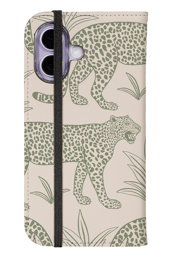 Leopard Scatter Wallet Phone Case (Moss Green) | Harper & Blake 