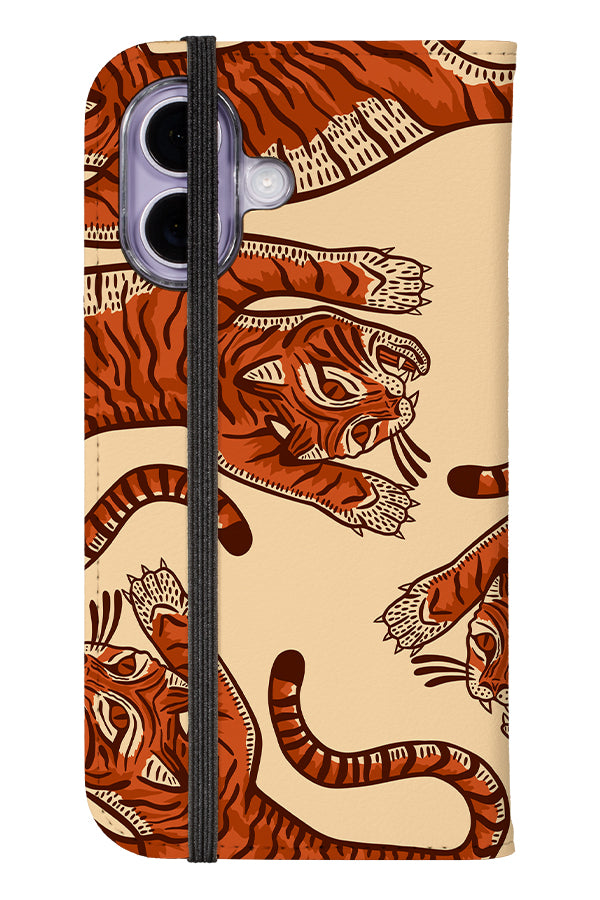 Tiger Placement Wallet Phone Case Burnt Orange) | Harper & Blake 