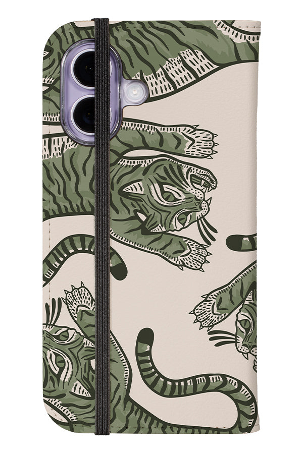 Tiger Placement Wallet Phone Case (Linen & Moss Green) | Harper & Blake 