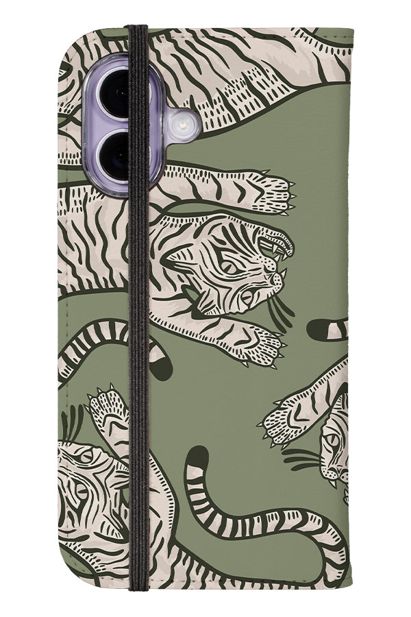 Tiger Placement Wallet Phone Case (Moss Green) | Harper & Blake 