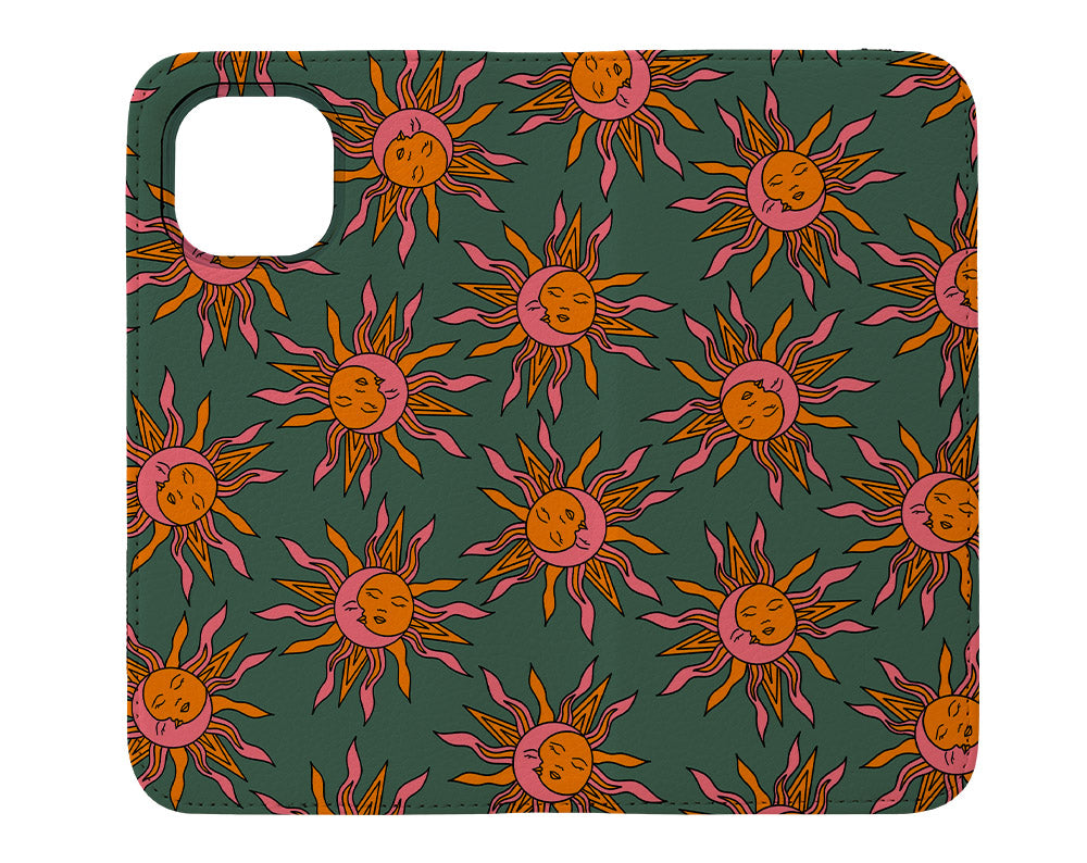 Moon and Sun Scatter Wallet Phone Case (Green) | Harper & Blake