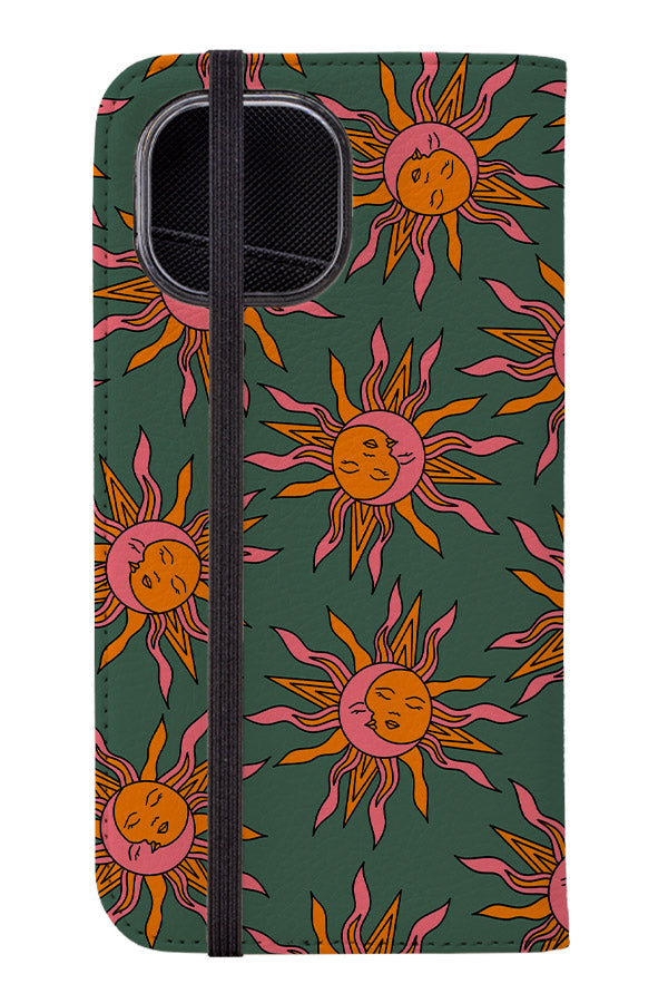 Moon and Sun Scatter Wallet Phone Case (Green) | Harper & Blake