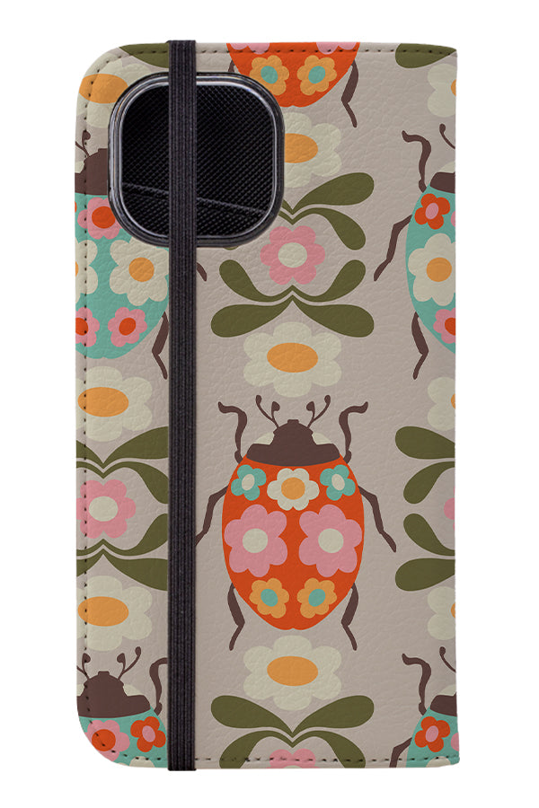 Beetle Blooms by Helen Bowler Wallet Phone Case (Beige) | Harper & Blake