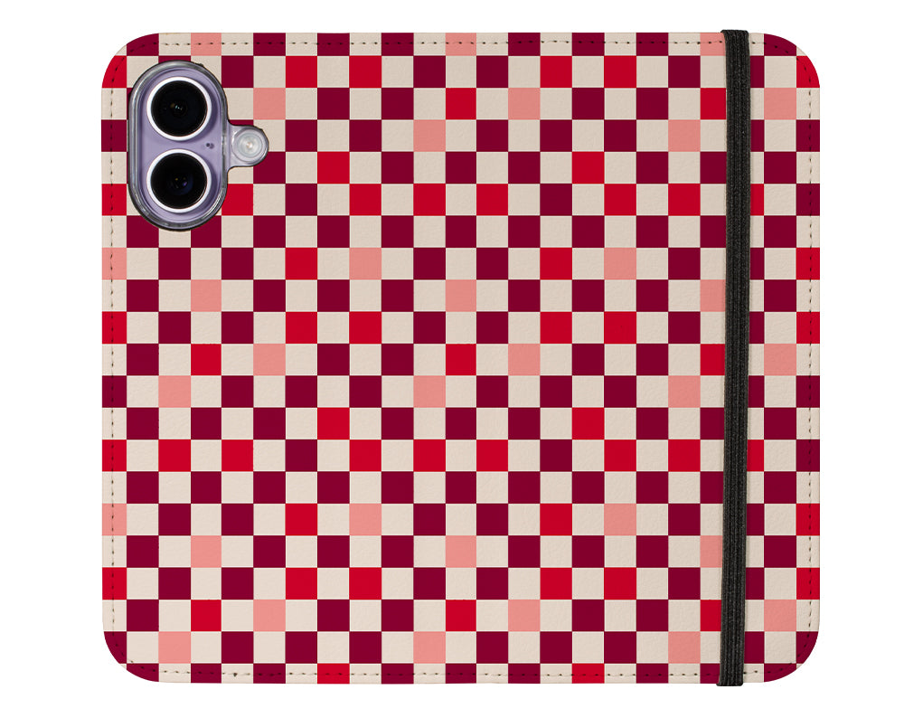 Precision Check Wallet Phone Case (Pink & Red) | Harper & Blake 