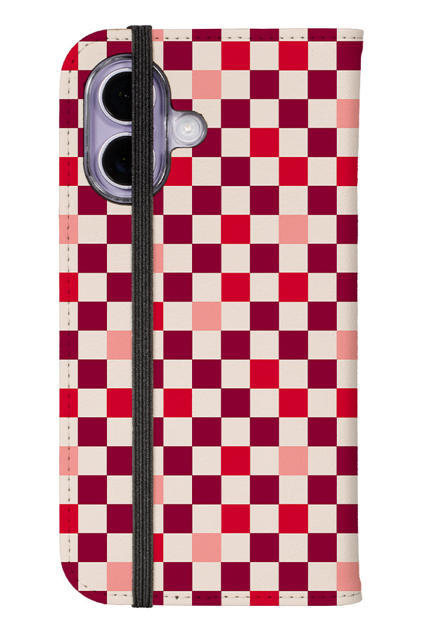 Precision Check Wallet Phone Case (Pink & Red) | Harper & Blake 