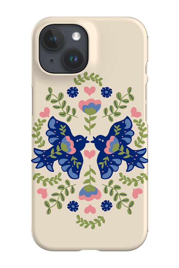 Scandinavian Folk Art Birds Phone Case (Beige) | Harper & Blake