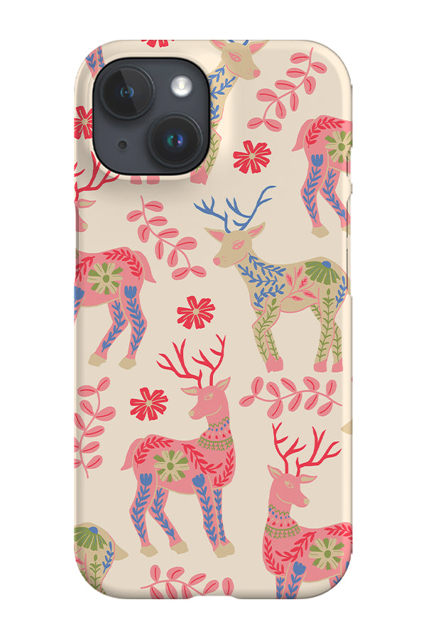 Scandinavian Folk Deer Scatter Phone Case (Pink) | Harper & Blake