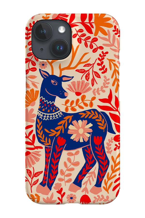 Scandinavian Folk Deer Phone Case (Beige Blue) | Harper & Blake