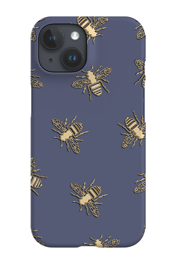 Bees Lux Phone Case (Blue & Gold) Tech Cases - Harper & Blake